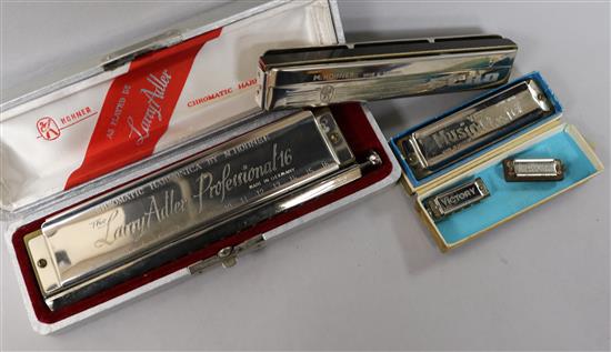 A collection of Hohner and other harmonicas